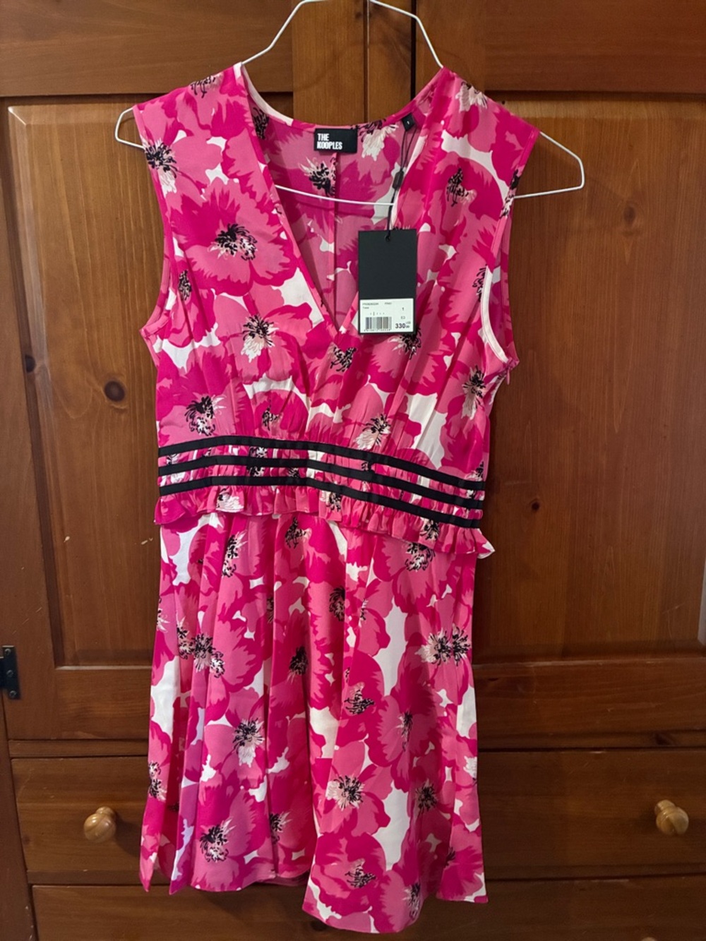 The Kooples Hot Pink Floral V-Neck Sleeveless Dress size 1 US small
